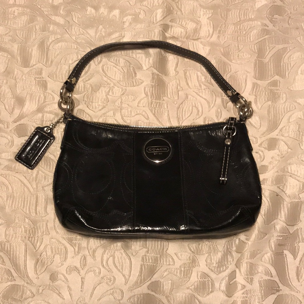 Coach black patent shoulder bag